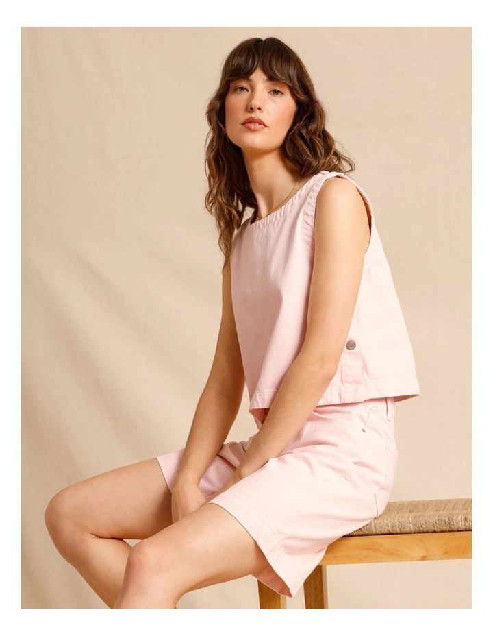Recycled Cotton Blend Twill Tank in Light Pink image 6