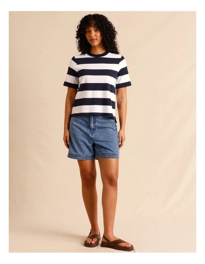 Organic Cotton Boyfriend Tee in Navy image 2