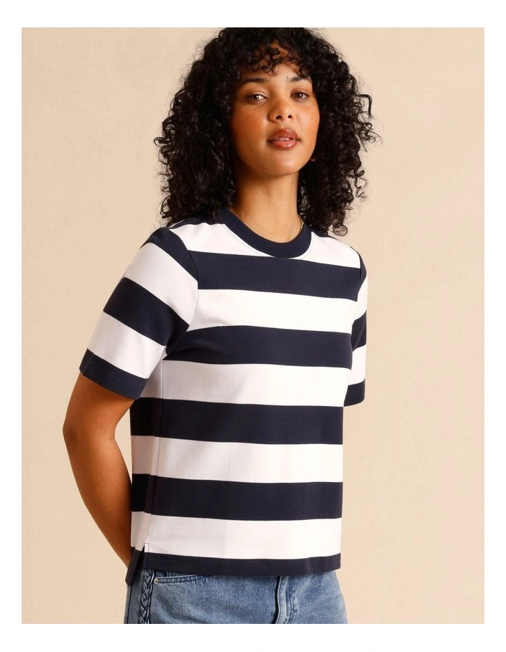 Organic Cotton Boyfriend Tee in Navy image 3
