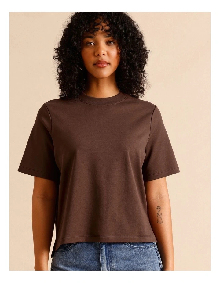 Organic Cotton Boyfriend Tee in Chocolate image 1