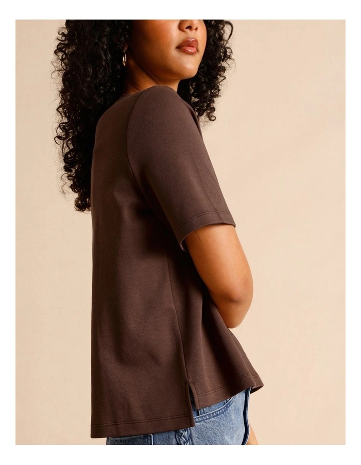 Organic Cotton Boyfriend Tee in Chocolate image 2