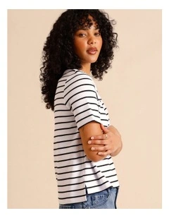 Organic Cotton Boyfriend Tee in Black/White
