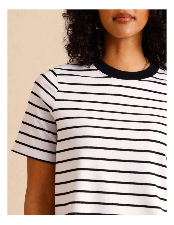 Organic Cotton Boyfriend Tee in Black/White image 4
