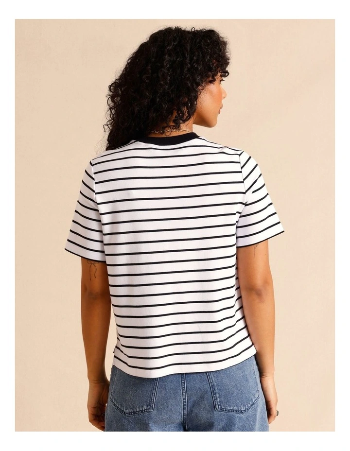 Organic Cotton Boyfriend Tee in Black/White image 5