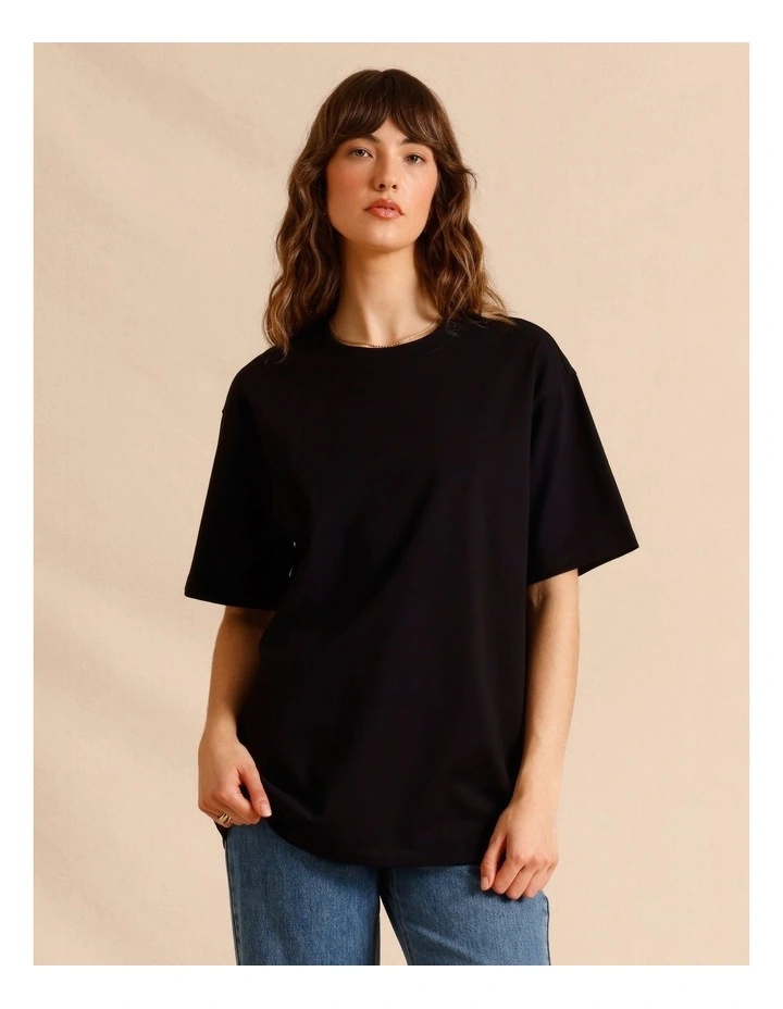 Oversized Organic Cotton Tee in Black image 2