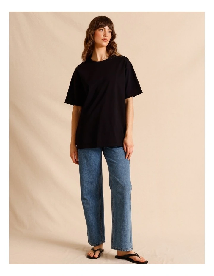 Oversized Organic Cotton Tee in Black image 3