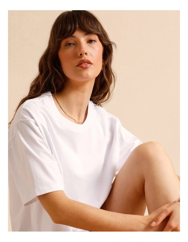 Oversized Organic Cotton Tee in White image 2