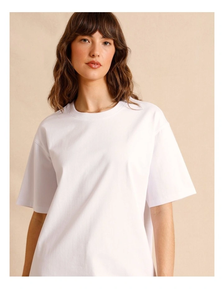 Oversized Organic Cotton Tee in White image 3