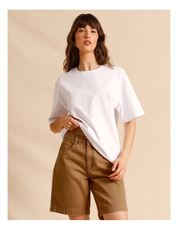 Oversized Organic Cotton Tee in White image 4