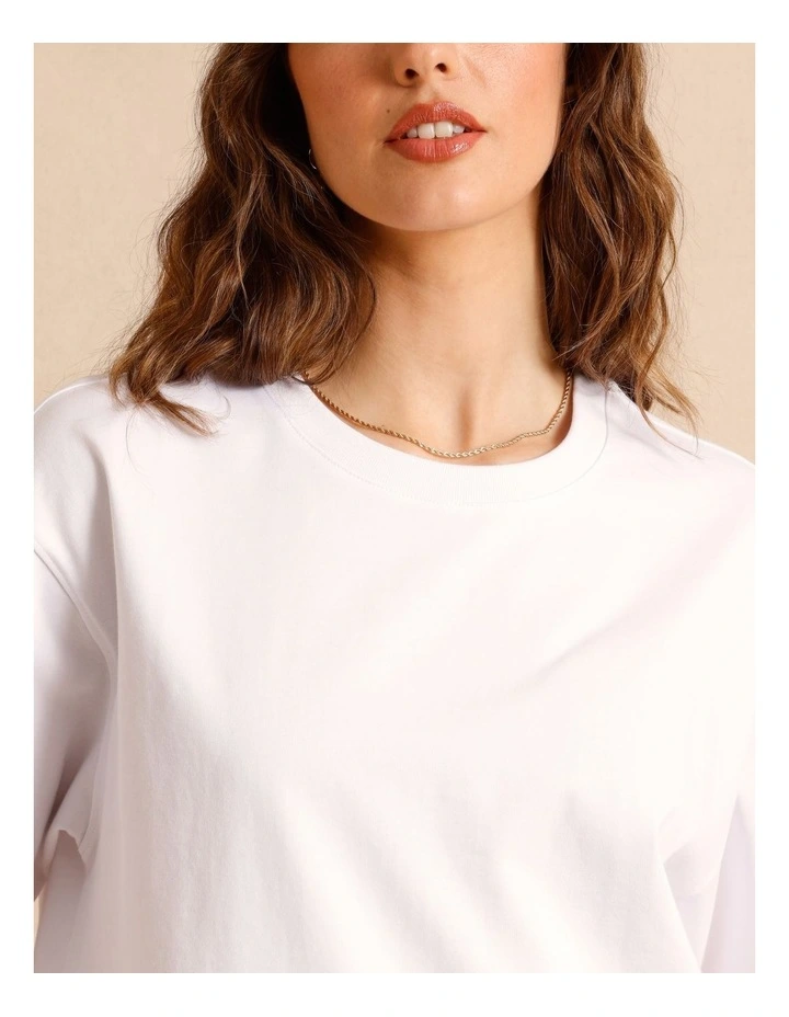 Oversized Organic Cotton Tee in White image 6