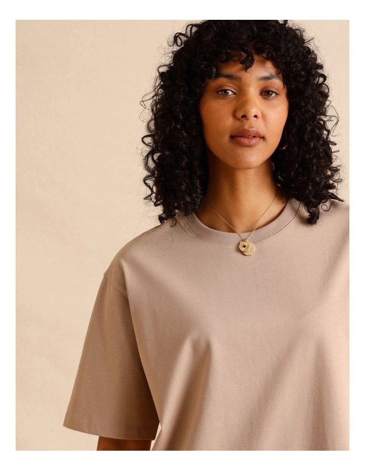 Oversized Organic Cotton Tee in Light Brown image 4