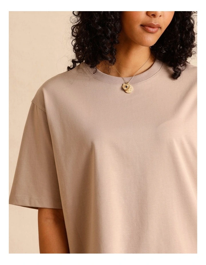 Oversized Organic Cotton Tee in Light Brown image 6