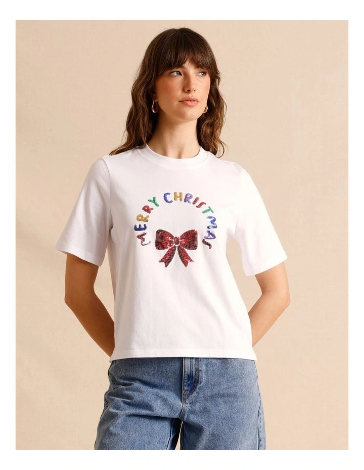 Christmas Tee in White image 4