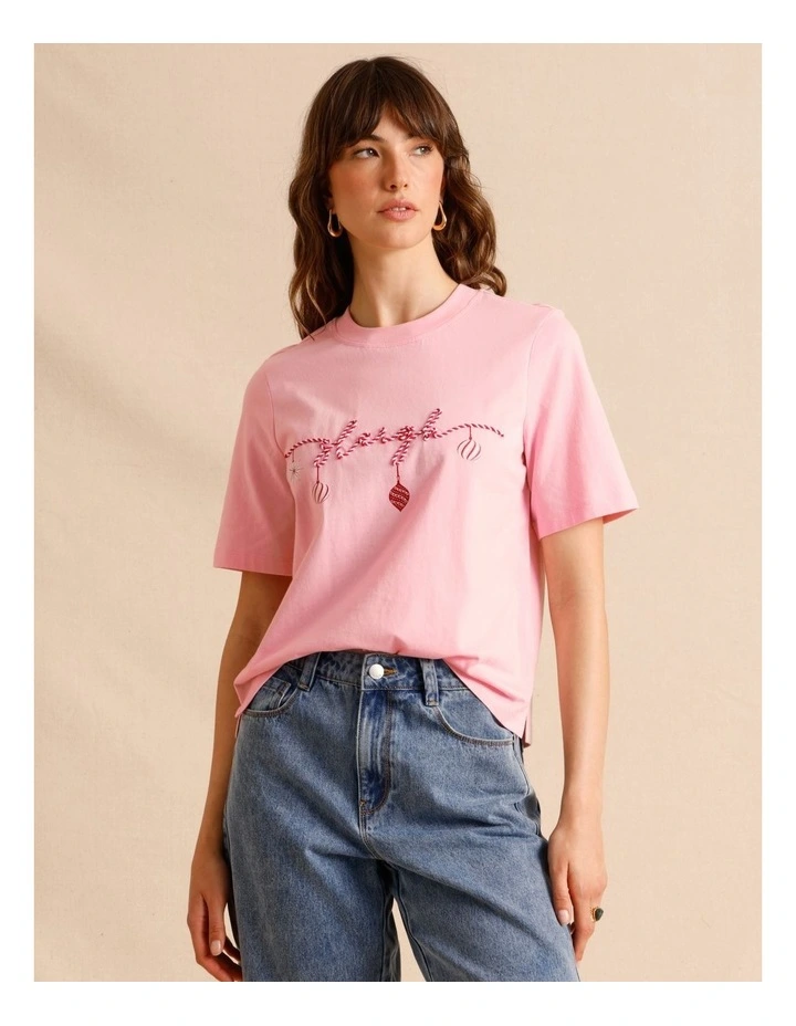 Christmas Tee in Light Pink image 2
