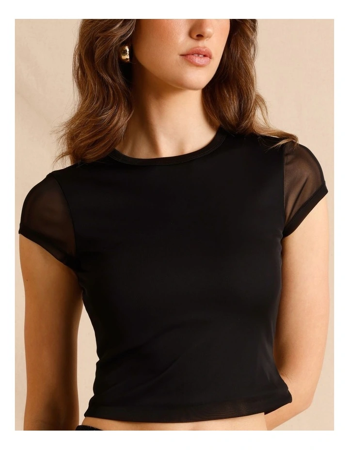 Mesh Baby Tee in Black image 3