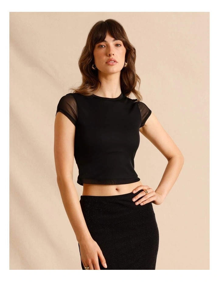 Mesh Baby Tee in Black image 4