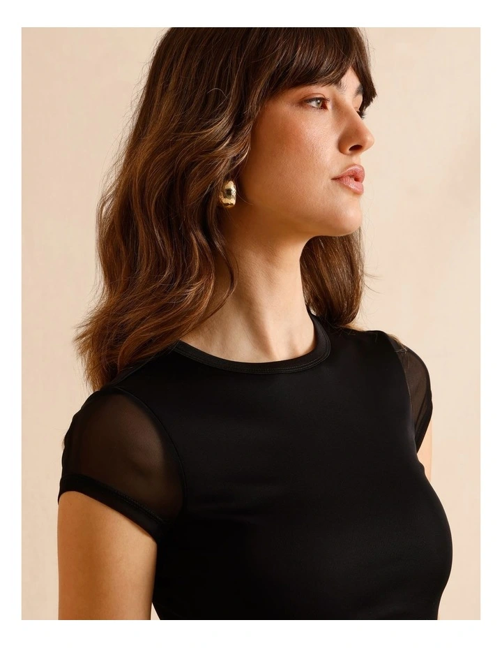 Mesh Baby Tee in Black image 5