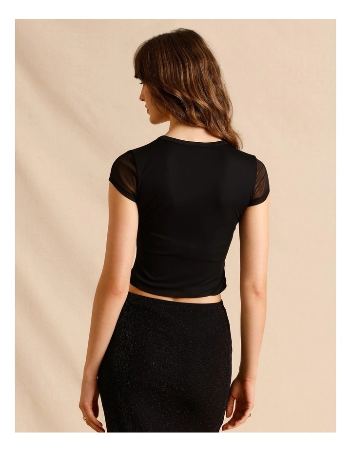 Mesh Baby Tee in Black image 6