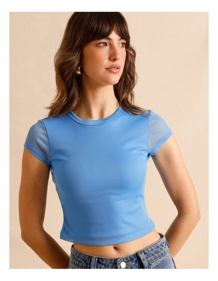 Mesh Baby Tee in Blue image 5