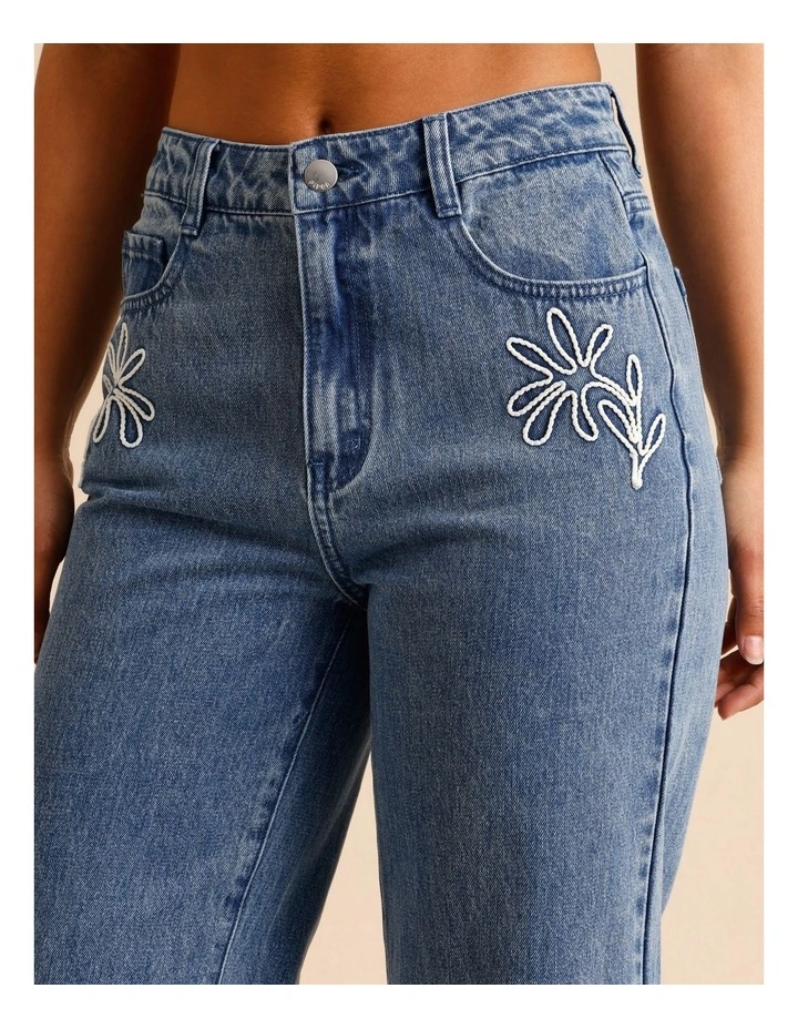 Recycled Cotton Blend Corded Denim Jeans in Mid Blues image 5