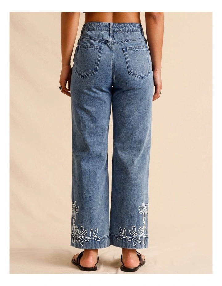 Recycled Cotton Blend Corded Denim Jeans in Mid Blues image 6