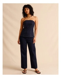 Recycled Cotton Blend Studded Jeans in Indigo