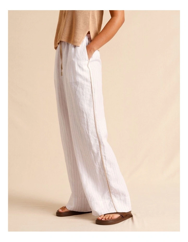 European Linen Elasticated Waist Straight Leg Pants in Assorted image 3
