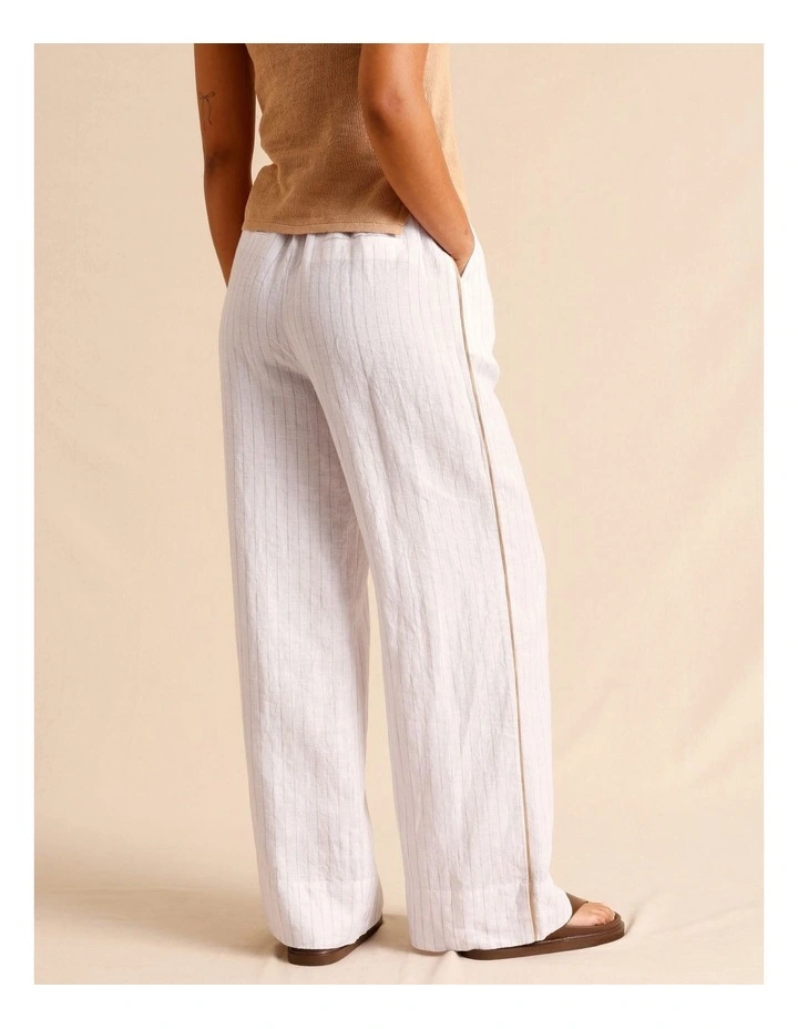 European Linen Elasticated Waist Straight Leg Pants in Assorted image 5