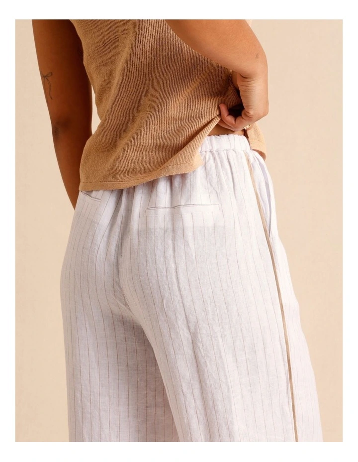 European Linen Elasticated Waist Straight Leg Pants in Assorted image 6