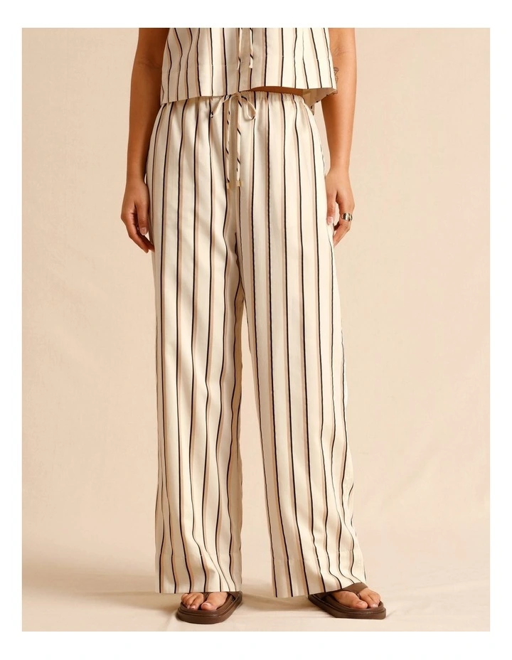 Lyocell Cotton Drawstring Relaxed Pants in Beige image 1