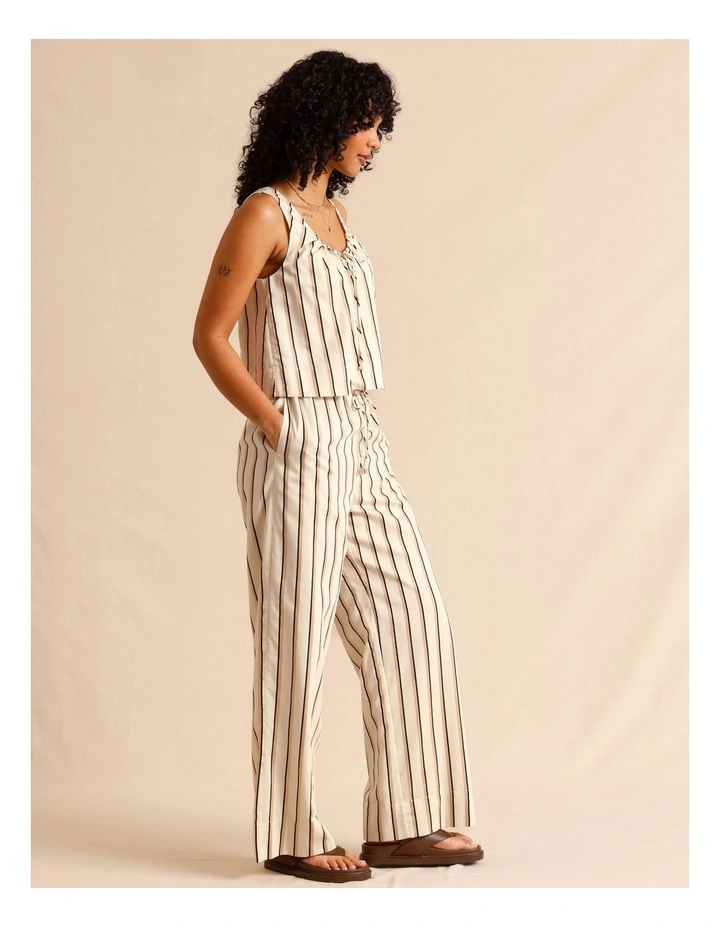 Lyocell Cotton Drawstring Relaxed Pants in Beige image 3