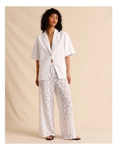 Sheer Lace Pants in White