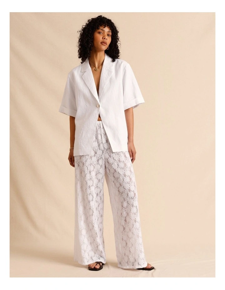 Sheer Lace Pants in White image 1