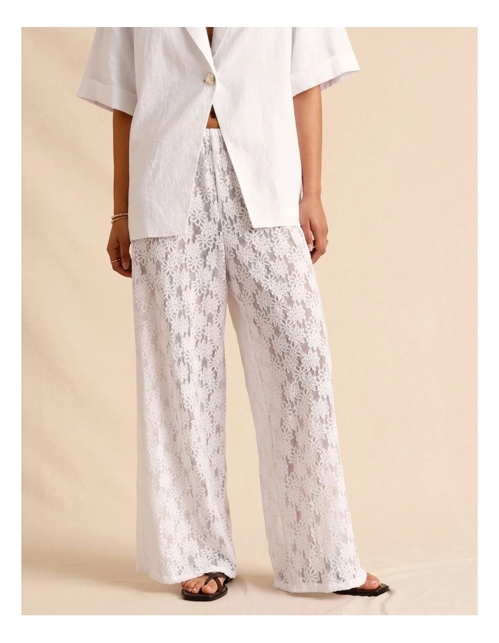Sheer Lace Pants in White image 2