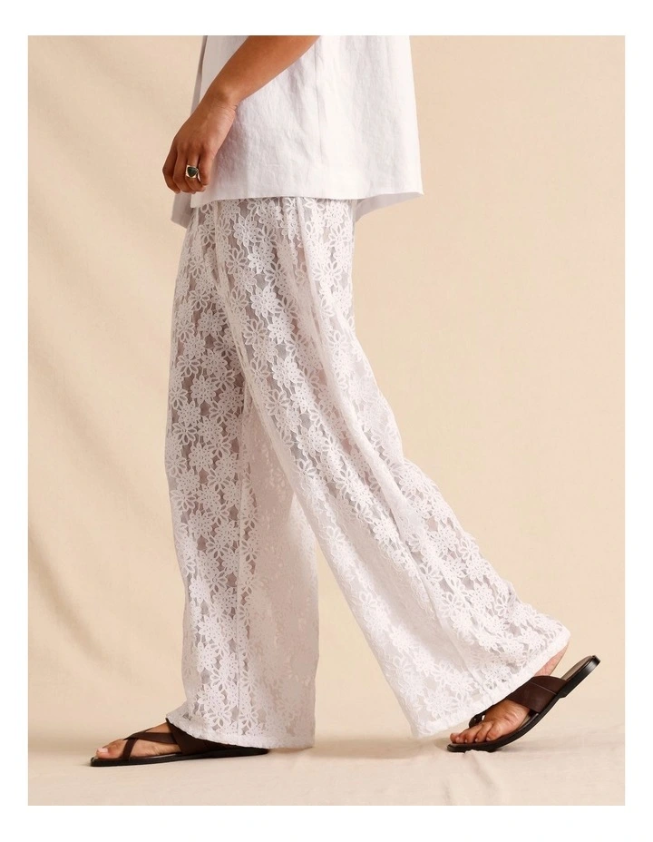 Sheer Lace Pants in White image 4