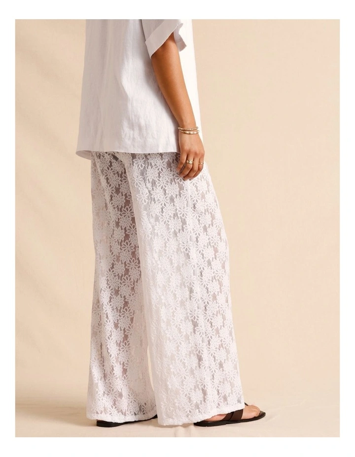 Sheer Lace Pants in White image 6