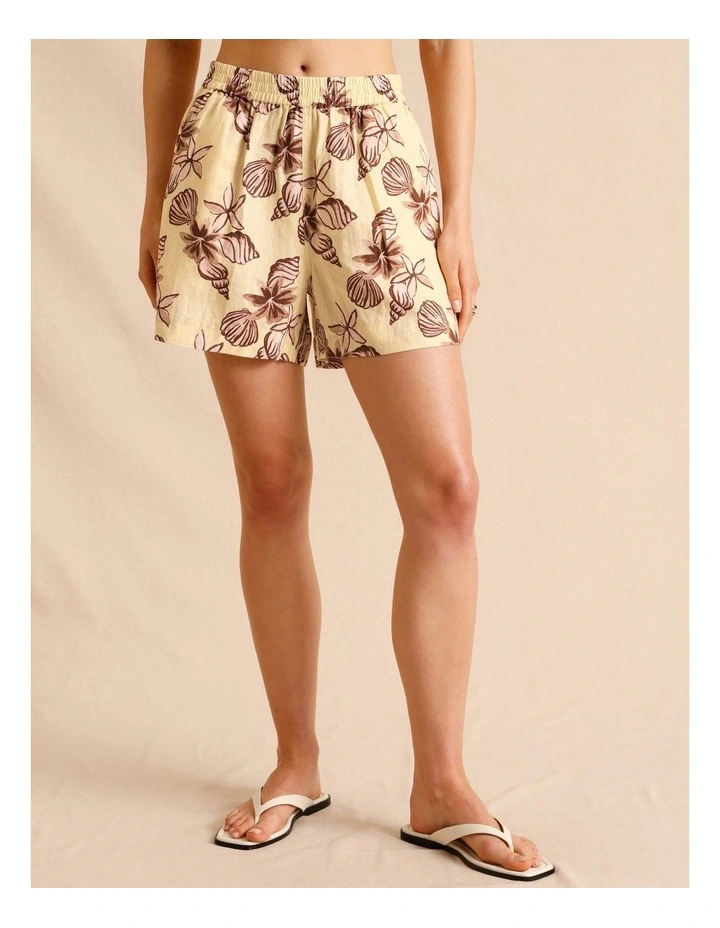 European Linen Pull on Shorts in Assorted image 2