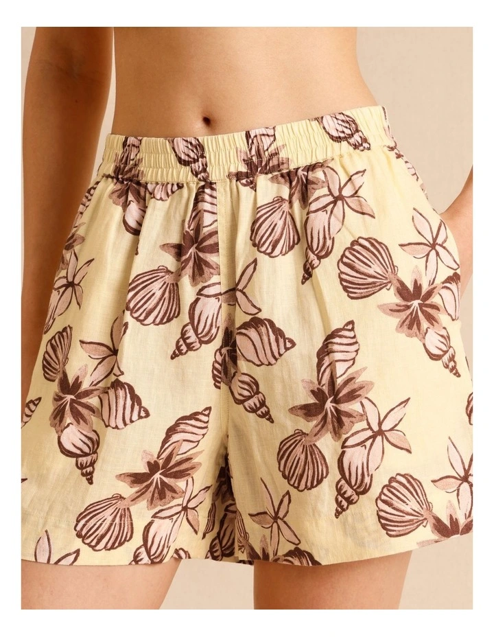 European Linen Pull on Shorts in Assorted image 5