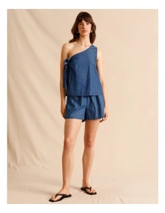 Chambray Pull On Shorts in Blue