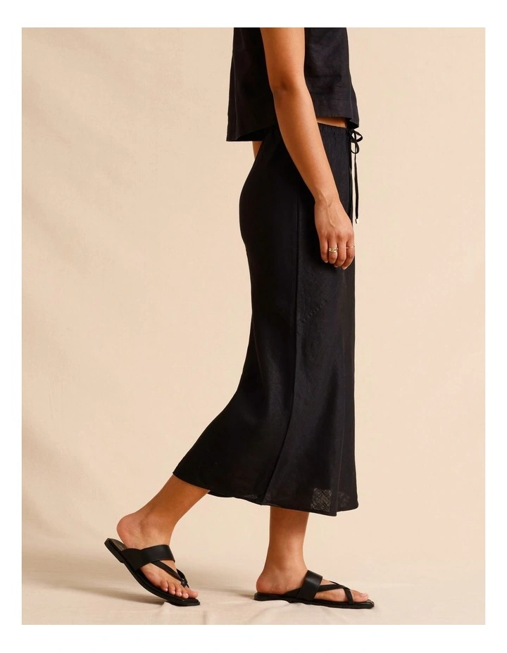European Linen Slip Skirt in Black image 5