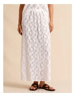 Sheer Lace Slip Skirt in White