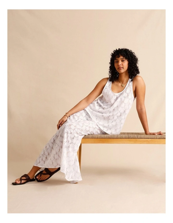 Sheer Lace Slip Skirt in White image 2
