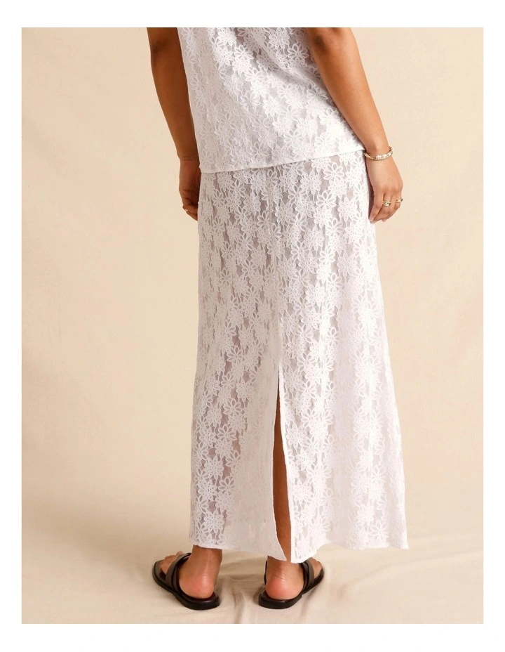 Sheer Lace Slip Skirt in White image 5