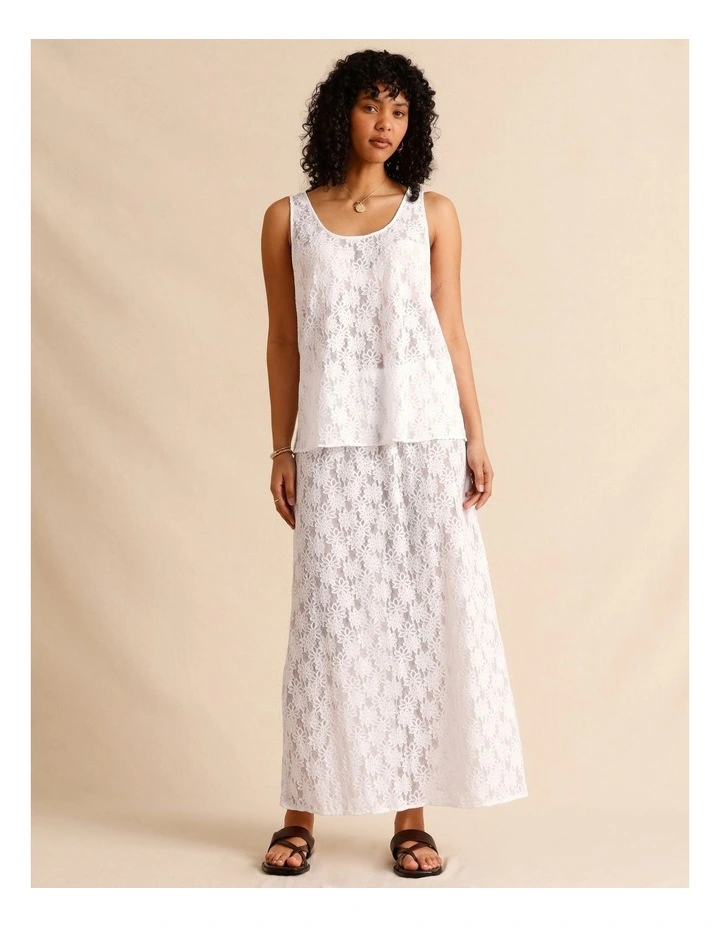 Sheer Lace Slip Skirt in White image 6