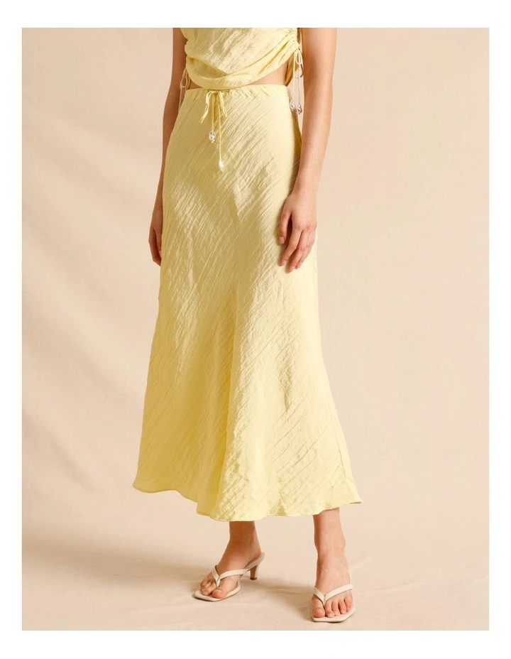 Recycled Polyester Blend Crinkle Slip Skirt in Lemon image 1