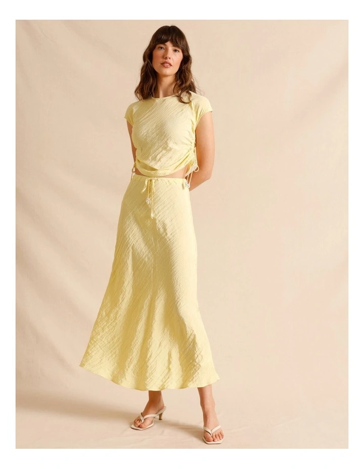 Recycled Polyester Blend Crinkle Slip Skirt in Lemon image 2