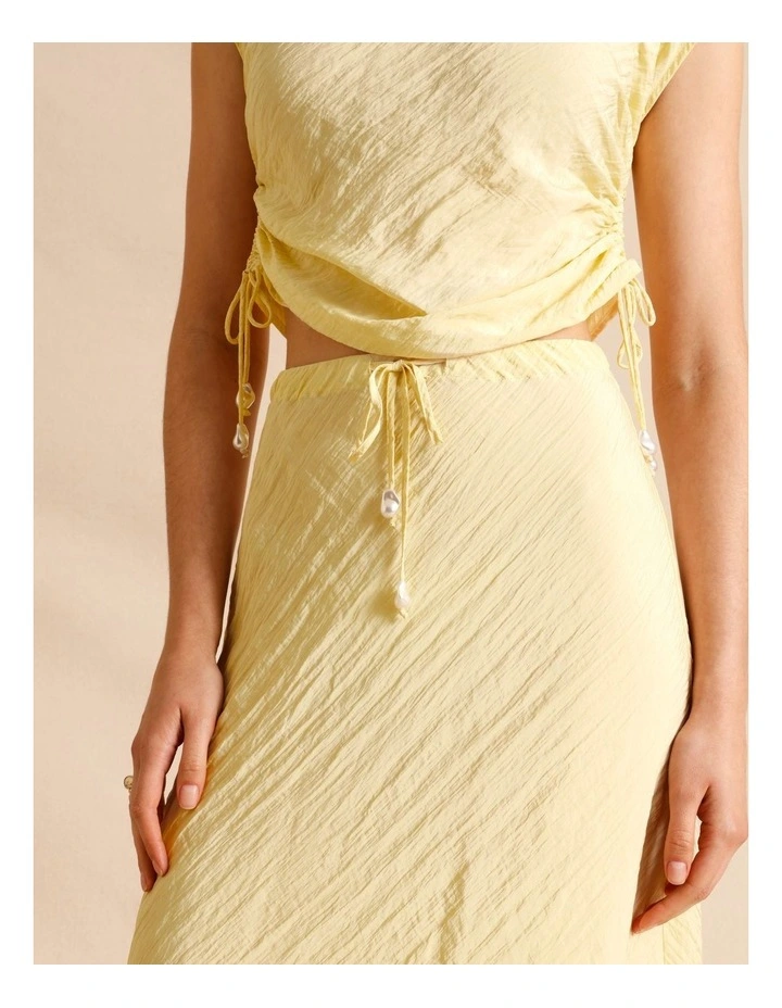 Recycled Polyester Blend Crinkle Slip Skirt in Lemon image 3