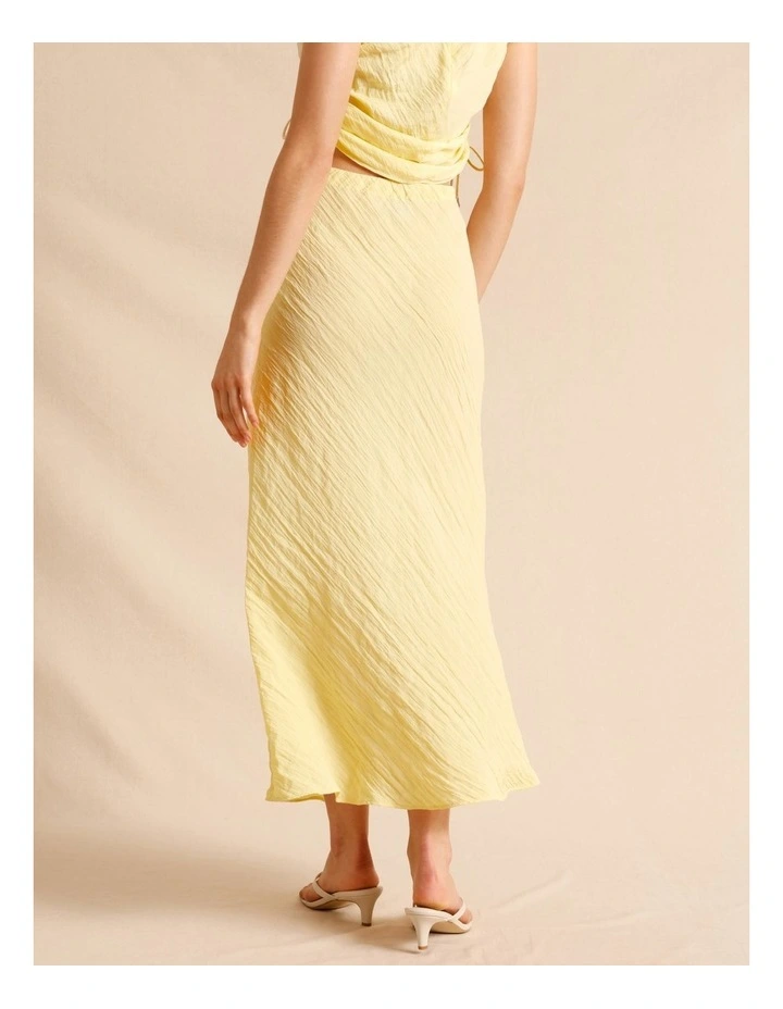 Recycled Polyester Blend Crinkle Slip Skirt in Lemon image 4