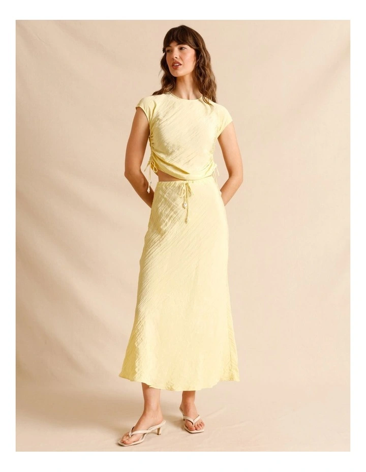 Recycled Polyester Blend Crinkle Slip Skirt in Lemon image 5