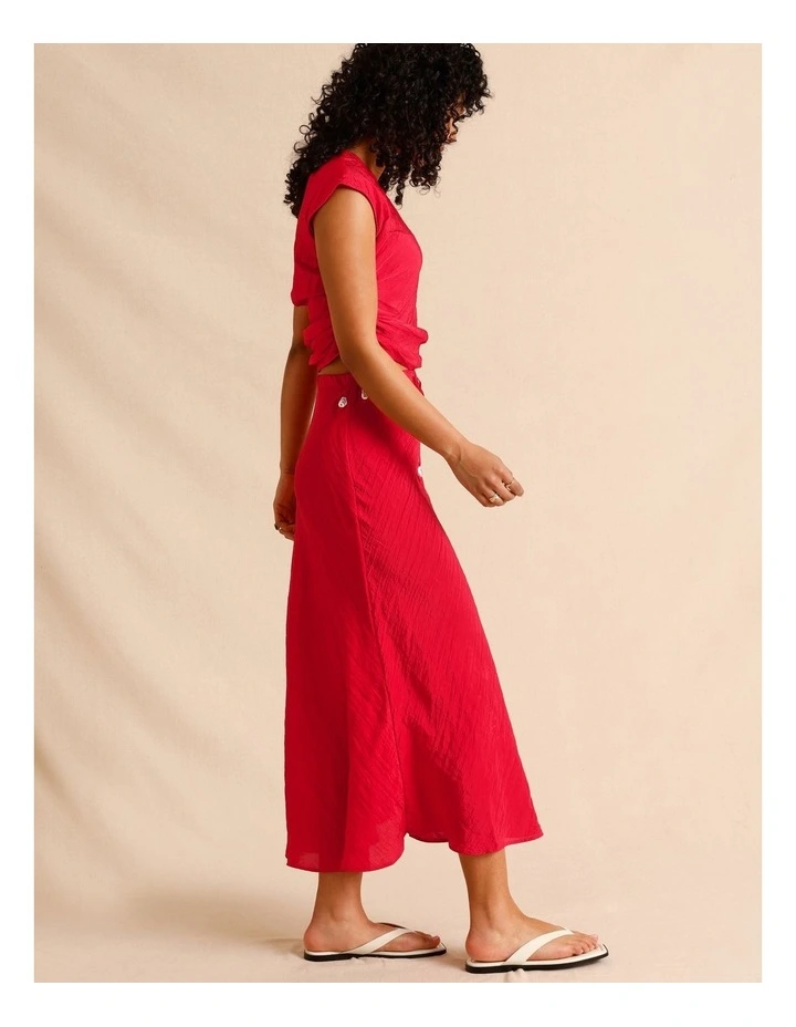 Recycled Polyester Blend Crinkle Slip Skirt in Raspberry image 2